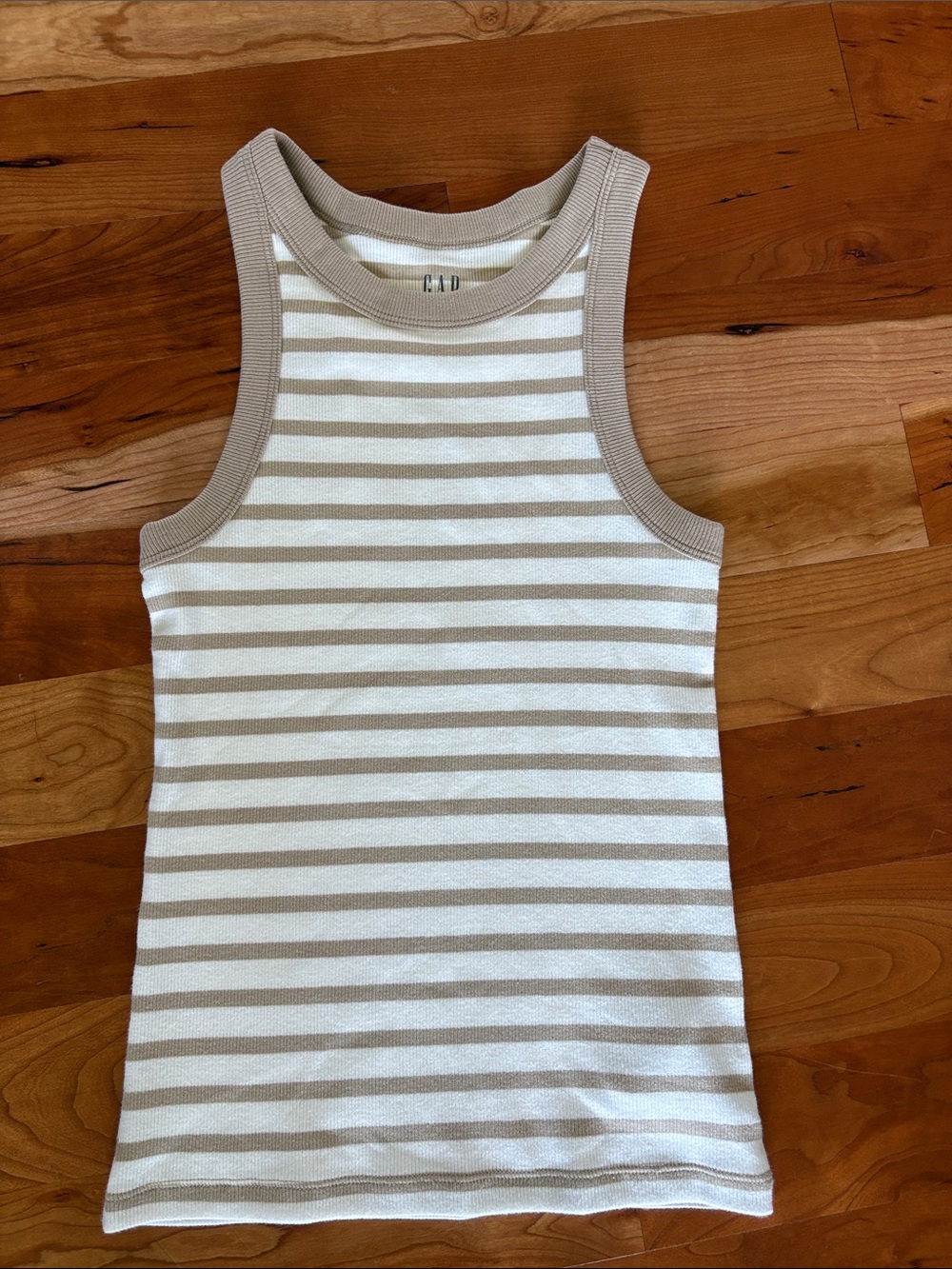 GAP Girls Cream & Tan Striped Tank Top